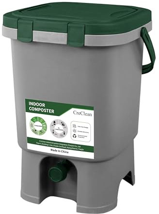CreClean All Seasons Indoor Composter Starter Kit – 5 Gallon Tan Compost Bin for Kitchen