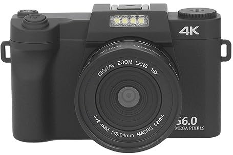 4K Digital Camera for Photography Autofocus, Upgraded 56MP Vlogging Camera for YouTube, 3 in IPS Screen Compact Travel Camera with 16X Digital Zoom, Flash, Anti Shake