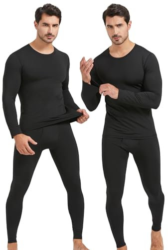 UNIQUEBELLA 2er-Pack Herren Thermo Unterwäsche, Home Thermowäsche Set Winter-Thermokleidung Atmungsaktive Multifunktions Skiunterwäsche für Laufen, Skifahren, Fußball, Radfahren