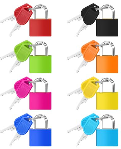8 piccoli lucchetti per bagagli, lucchetto di sicurezza per bagagli, colorati per valigie, mini lucchetto con chiavi, serrature per palestra, armadietto