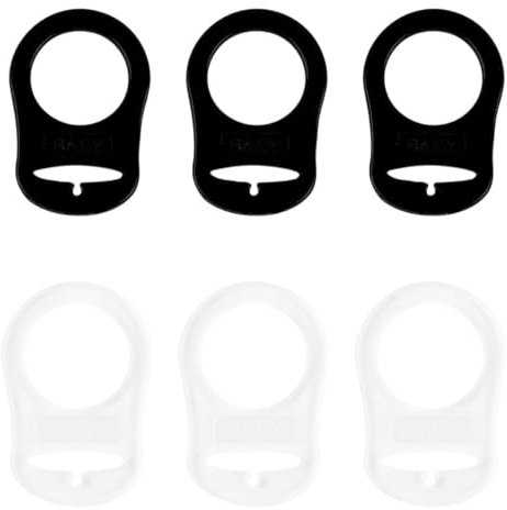 WeddHuis Anello a bottone in silicone 6 pezzi Adattatore per ciuccio (trasparente + nero)