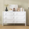 Caldion Kommode mit 6 Schubladen,Kommodeschrank mit 12 quadratischen Griffen,Schubladeschrank mit Beinen,Buffetkommode weiß,Wohnzimmermöbel,Sideboard,140x40x100cm