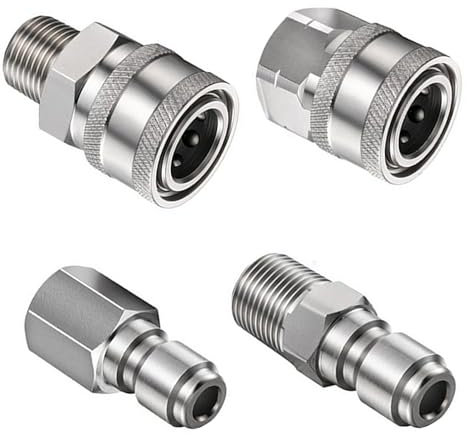 Lot de 4 raccords pour nettoyeur haute pression 3/8 Raccord rapide NPT 3/8 Raccords pour nettoyeur haute pression avec filetage intérieur (argent)