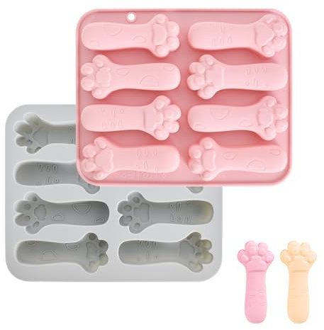 2 Piezas Molde de Chocolate de Patas de Gato, Molde de Silicona de Cavidades Reutilizable, Molde de Silicona para Hornear No Pendiente, para Galletas, Budín, Pastel, Bocadillo para Mascotas