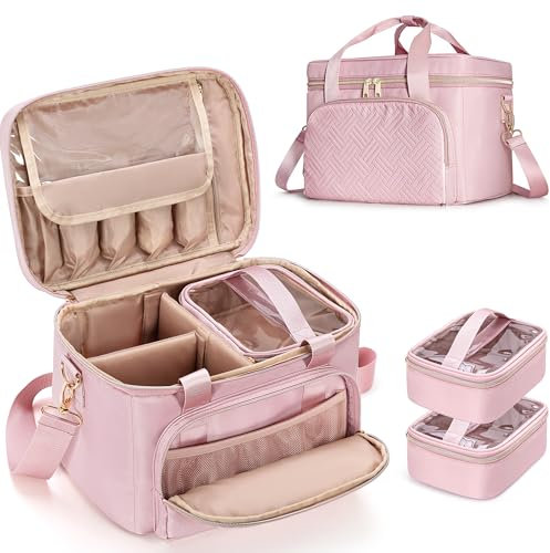 Prokva Nähzubehör Organizer Tasche mit 2 Abnehmbaren Fächern, Großes Nähset für Nähzubehör und Werkzeuge, Rosa (nur Tasche)