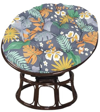 Hiseng Cushion for Papasan Chair, Waterproof Round Papasan Chair Cushion, Egg Nest Replacement Pad, Floor Cushion, Padded Seat Cushion, Swing Chair Cushion For Outside (100cm,tropical plants)