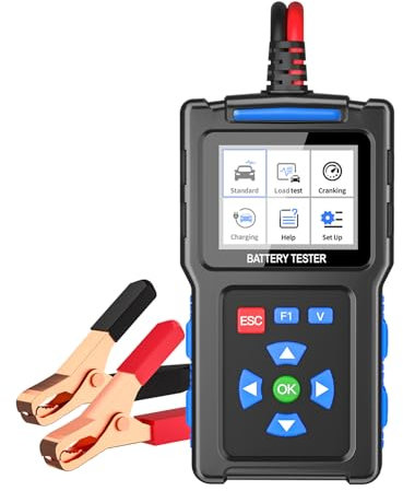 BT300 12V/24V Autobatterietester, 20-2000 CCA Lasttester, 2,4 Zoll TFT Farbbildschirm Kfz Lichtmaschinentester, Digitaler Batterietester Analysator für Auto, LKW, Motorrad, SUV