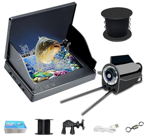 Benustra Under Water Cameras for Fishing, 4.3'' 1080P HD Night Vision Fish Finder with 220°Wide View and 5000mAh Battery,IP68 Waterproof Ice Fishing Camera for Lake Sea Boat Fishing,30M Cable