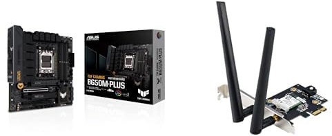 ASUS TUF GAMING B650M-PLUS Scheda Madre Gaming micro ATX, AMD B650, AM5, DDR5, 3xPCI 4.0, Realtek, Nero + Adattatore Tri Band BE6500 PCI-E WiFi 7 (802.11be), Bluetooth 5.4, WPA3 Network Security
