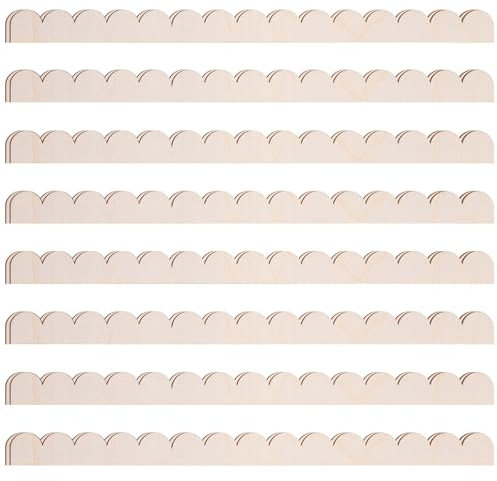 AWIZOM 12 Stück unlackierte Holzleisten mit gewelltem Rand, 60 x 4 cm, dekorative Holzleiste, gewellter Rand, Holzleiste, DIY-Zierleiste für Heimwerker, Handwerk, Zuhause, Wandschrank, Regal, Fenster,