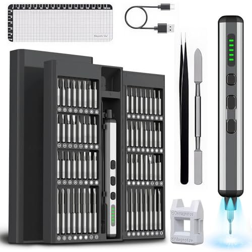 SUNJULY Mini set di cacciaviti elettrici 70 in 1 di precisione con 64 punte di precisione, cacciavite a batteria con 5 marce, magnetico, per phone/orologio/occhiali/fotocamera/laptop