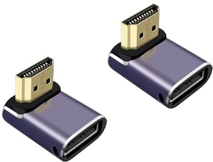 2 Pcs Right Angle HDMI Adapter, 90 Degree HDMI Adapter, Male to Female Adapter 2.1 for 8K@60Hz, 4K@120Hz, Supports Dolby Vision, Dynamic HDR, VRR, Compatible with TV, Laptop, PS4/PS5, Monitor