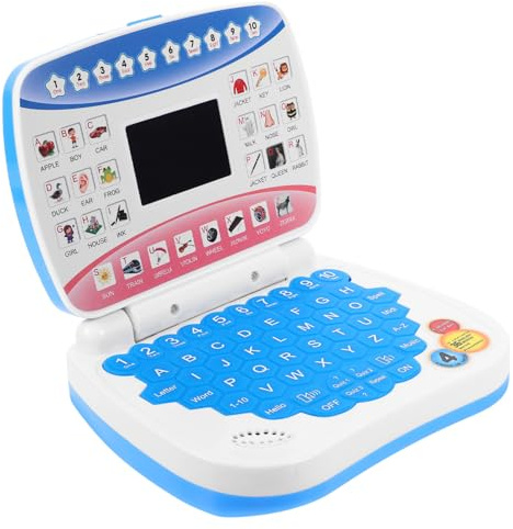 TOBBOMEY Computadora Portátil para Pantalla LED y Simulación Interactiva para Aprendizaje Juguete Infantil Azul sin Baterías para Niñas Pequeñas