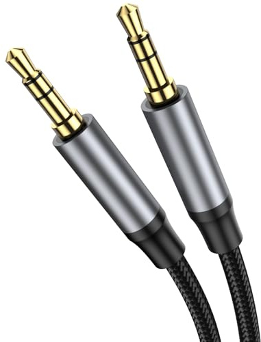 KAYQINHO tressé 3.5mm câble audio 10M, 3.5mm mâle à mâle stéréo auxiliaire câble métal premium pour les casques de voiture téléphones haut-parleurs stéréos à la maison.