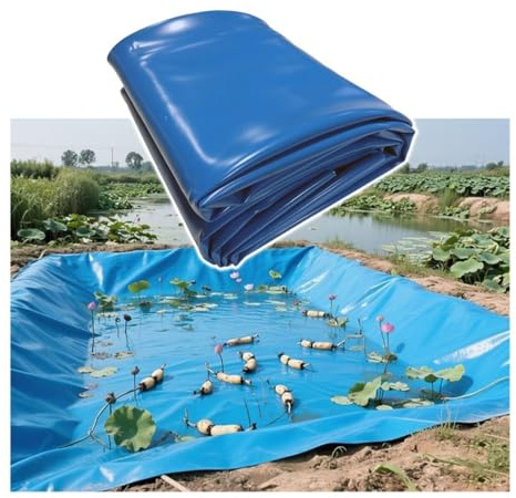 Blaue PVC-Teichfolie für Koi-Teiche, Bäche, Brunnen und Wassergärten, 3,3–32,8 m Breite, 13–49 m Länge, 0,3 mm Dicke, Mehrzweckplane (3x5m/9,8x16,4’)