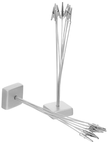 YARNOW Clip de Mémo Photo Argenté Lot de 2 Porte-Cartes sur Pied Multi-Têtes Base Carrée pour Organisation Bureau Décorations Mariage