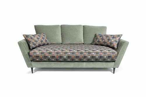 Divano 3 Posti Moderno | Struttura in Legno di Faggio e Cuscini Comfort Premium | Sofa Artigianale con Seduta Ergonomica | Rivestimento Personalizzabile (Fucsia)