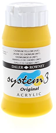 Daler Rowney System3 Cadmium Yellow Hue 500ml Acrylic Paint Tube - Acrylic Painting Supplies for Artists and Students - Artist Paint for Murals Canvas and More - Art Paint for Any Skill Set