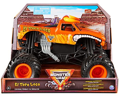 Monster Jam, Official El Toro Loco Monster Truck, Collector Die-Cast Vehicle, 1:24 Scale, Kids Toys for Boys Ages 3 and up