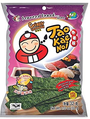 Tao Kae Noi Crispy Seaweed Snack Japanese Sauce, knuspriger Algensnack japanischer Art, 32 g