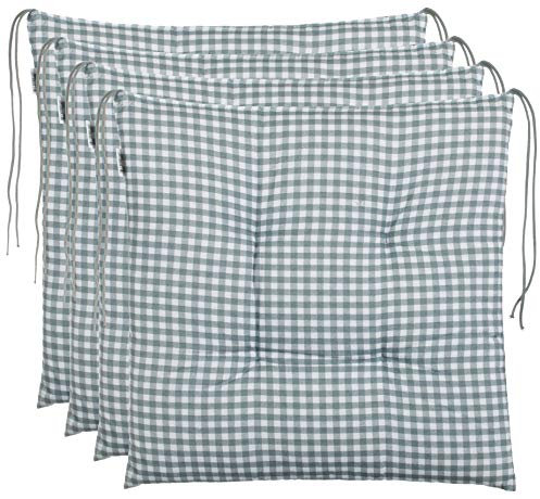 Brandsseller Sitzkissen Stuhlkissen kariert Kissen Sitzpolster Garten Auflage - 4er Vorteilspaket - 40 x 40 cm - Grau