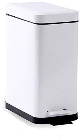 ABLUD 10L Silent Pedal Trash Can Kitchen Recycling Bin With Plastic Buckets Motion Control Lid Garbage Container,White