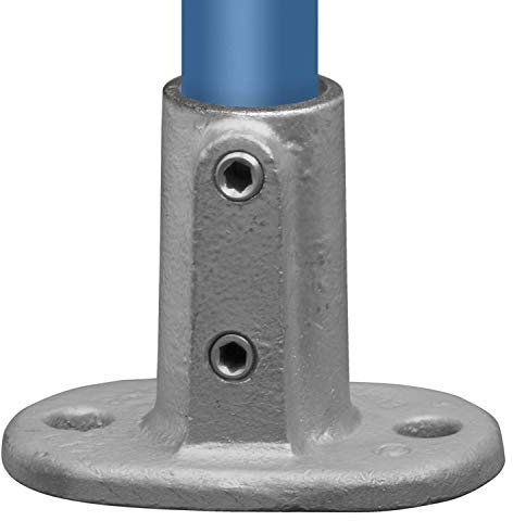 Klemp - Boden-Flansch, oval, Wand-Flansch, Decken-Flansch, Stütze, Temperguss galvanisiert, feuerverzinkt, inkl. Schrauben Typ 12F - 60,3 mm / 2