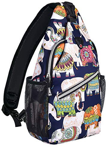 MOSISO Sling Bag Umhängerucksack Brusttasche Sling Rucksack Schultertasche, Polyester Crossbody Bag Umhängetasche Sporttasche Casual Reise Daypack für Damen Herren, Elefant