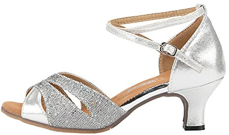 Damen T-Strap Blockabsatz Tanzschuhe Glitzer Weicher Boden Schlüpfen Standard Latein Tango Salsa Dance Schuhe für Party Hochzeit Celucke
