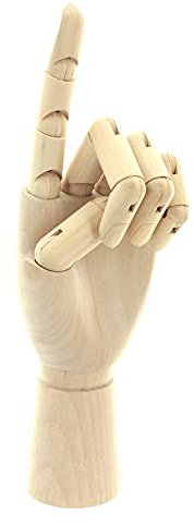 MIK funshopping Handmodell Modellhand aus Holz mit gegliederten, flexiblen Fingern, Dekohand Holzhand zur Schmuckaufbewahrung, Schmuckhalter (25cm hoch, Blanko Holz)