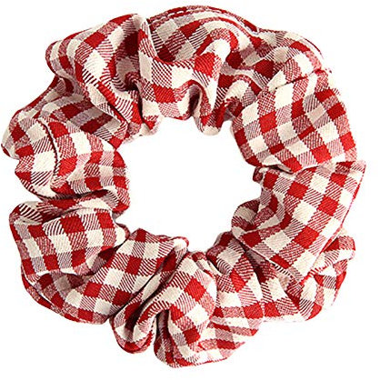 Haargummis, kariert, elastisch, Pferdeschwanz-Halter für Frauen und Mädchen, Haar-Accessoires, Haargummis, weiche Haargummis, Rot