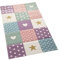 CARPETIA Kinderteppich Kinderzimmer Spiel Teppich Punkte Herz Stern Design Creme rosa blau Größe 80x150 cm