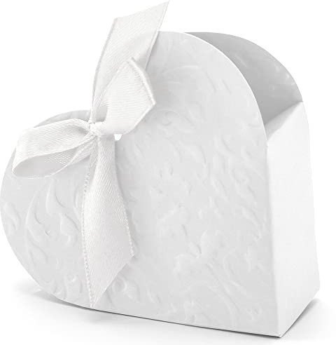 10 Stück Geschenkboxen Herz aus Papier in Weiß Schachtel Tischdeko