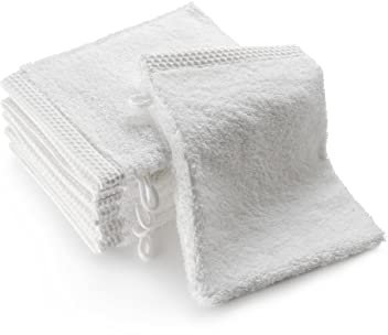 SLEEPZEN Waschlappen aus Bio-Baumwolle Weiß GOTS-Zertifiziert 500gr/m2 - Waschhandschuhe - Hergestellt in der ue - 6er Pack Saugfähig, weich und ökologisch