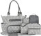 SONARIN 7er-Set Baby Wickeltasche,Multifunktionale Babytasche Mutter Windeltasche Reise Umhängetasche Tragetasche Handtasche mit Flaschentasche Wickelunterlage & Kinderwagen Haken(Grau)