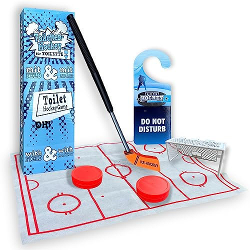 MIJOMA Toilettenspiel Toiletten-Eishockey WC-Spiel Klospiel für die Toilette Badezimmerspiel Männergeschenk