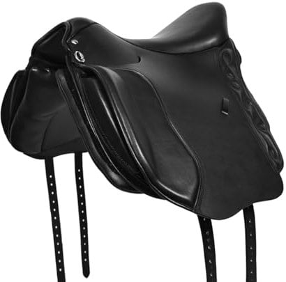 A&M Reitsport Wanderreit Sattel 1126 aus Leder, Schwarz, wechselbares Kopfeisen, Größe:16.5 Zoll