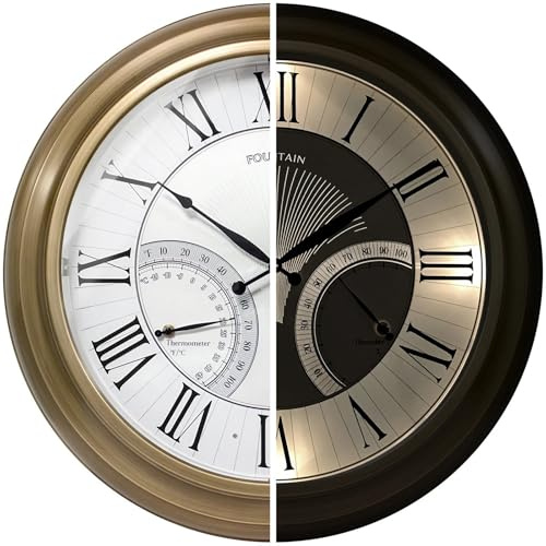 FOUNTAIN DESIGNS 24 Illuminated Outdoor Clocks Waterproof IP65, Gold
