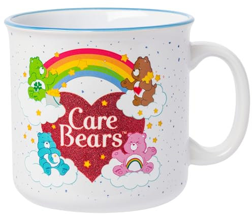 Silver Buffalo Care Bears Keramiktasse mit Aufschrift Good Luck, Tenderheart, Bedtime and Cheer Bear, Regenbogen-Herz, Camper, 590 ml
