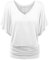 Bluse Damen Shirt Fledermaus V-Ausschnitt Blusenshirt Ruffles Kurzarm Bluse Tunika Übergröße Elegant Oberteile Locker Lässig Tops (White, L)