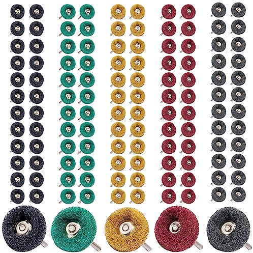120 Stück 25mm Schleifscheibe: Schleifmittel Polierscheiben 80/150/240/400/600 Körnung, Polieren Räder mit 3mm Stiel Metallschleifaufsatz Polierzubehör für Dremel-Rotationswerkzeuge