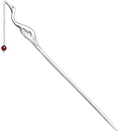 Retro for Hair Sticks,hair pin chignon pin hair clips,Crane Hairpin Antique Hanfu Silver-plated Hairpin Simple Pan Hair Tassel Step Shake One-word Hairpin Ancient Lock Spirit Hairpin Hairpin (Color :