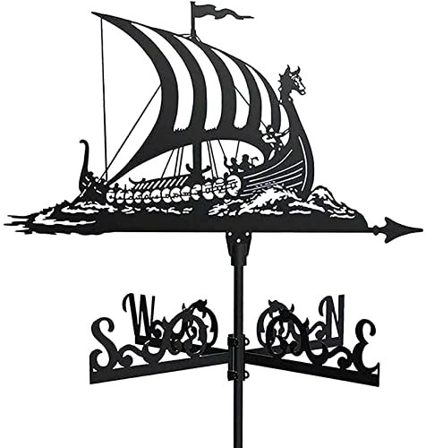 HAILIA Wetterfahne, Wetterfahnen mit Schlachtschiff-Ornament, Wetterfahne, Segelboot, Schiff, Wetterhahn, Windrichtung für Hausgarten-Wetterfahnen