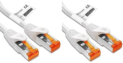 mumbi LAN Kabel 1m CAT 6 Netzwerkkabel geschirmtes F/UTP CAT6 Ethernet Kabel Patchkabel RJ45 1Meter, weiss (Packung mit 2)