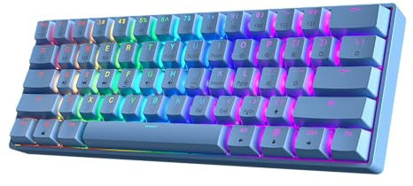 HK GAMING GK61 60% v3 | Hotswap Mechanical Gaming Keyboard | 61 Keys Multi Color RGB LED Backlit for PC/Mac Gamer | US Layout (Blue, Gateron Optical Brown)
