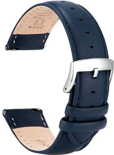 OTTOODY Elegantes Leder Uhrenarmbänder mit Schnellverschluss für Damen und Herren, Hochwertige Ersatz Armbänder für Uhr & Smartwatch, Silberne Schnalle in 22mm, 21mm, 20mm, 18mm und 16mm