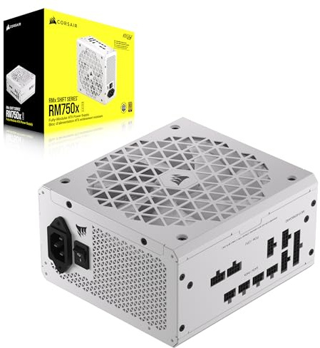 Corsair RM750x Shift - Fuente de alimentación ATX Totalmente Modular (80 Plus Gold - ATX 3.0, PCIe 5.0, Cero RPM, Interfaz Lateral Modular, Color Blanco