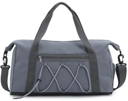 JTBDWOSK Sporttasche mit Schuhfach und Nassfach Reisetasche Wasserdicht Damen Schwimmtasche Trainingstasche Fitnesstasche Handgepäck Tasche Weekender Gym Duffle Bag,Grau