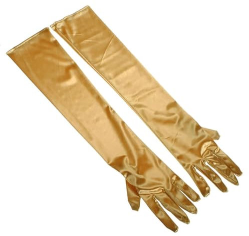 iSpchen Damen verlängerte Satin-Handschuhe Dehnbare Handschuhe Ellenbogen Lange Satin Handschuhe Braut-Abendkleid-Handschuhe für Hochzeit Abendparty Opernaufführung,Gold