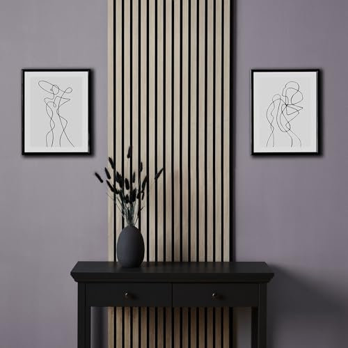 Homestyle4u Akustikpaneele 4er Set je 60 x 120 cm in Holzoptik Eiche Natur 3D Wandverkleidung Wandpaneele auf Filz